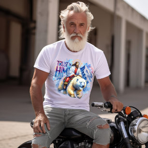 T-shirt Jésus sur un ours polaire dans les montagnes