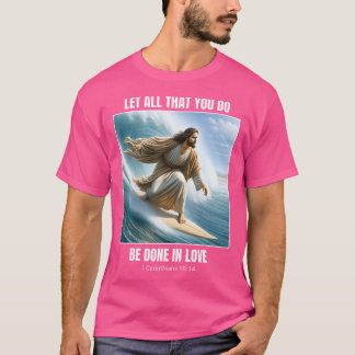 T-shirt Jesus Surfing Christian Surfing 1 Corinthiens 16 1