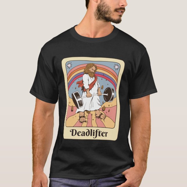 T-shirt Jesus Tarot Card  Gym Deadlifts Workout Retro (Devant)