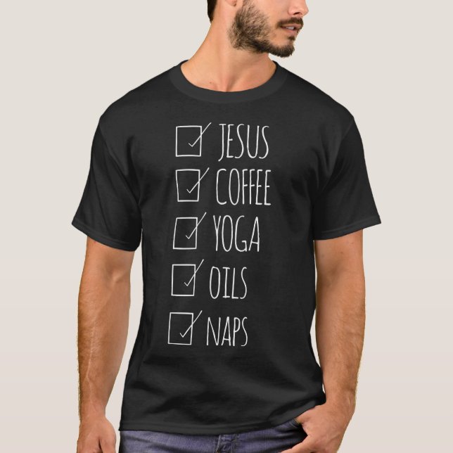 T-shirt Jesus Tee Café Yoga Oils Naps Jesus Café Tee  (Devant)