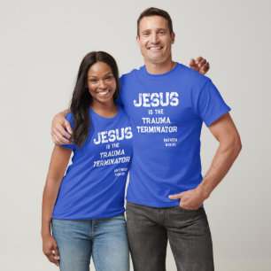 T-shirt Jésus Traumatisme Terminateur Bible Chrétien Bleu