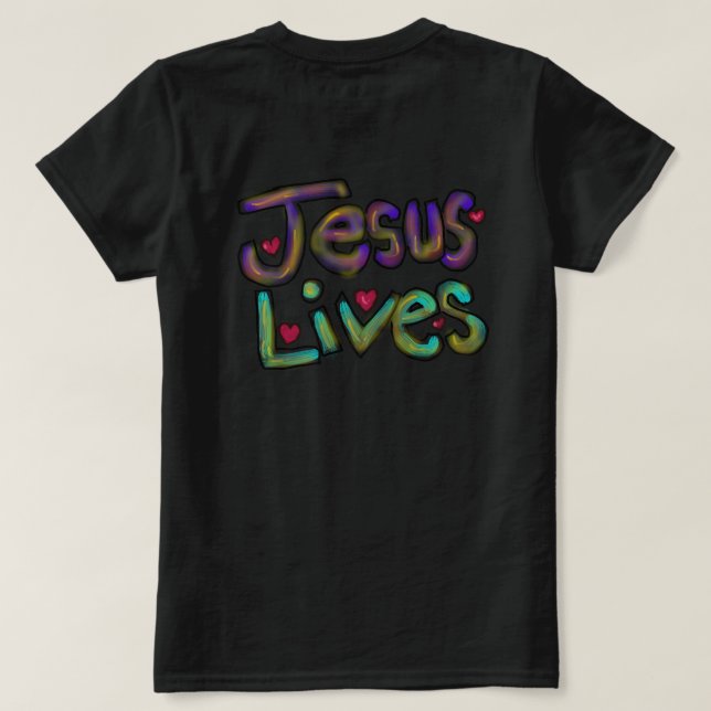 T-shirt Jésus Vit Art Chrétien Dessiné à la Main  (Design dos)