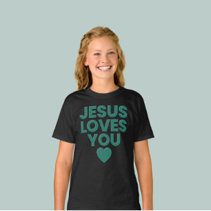 T-shirt Jésus vous aime Chrétien mignon des enfants Basé s