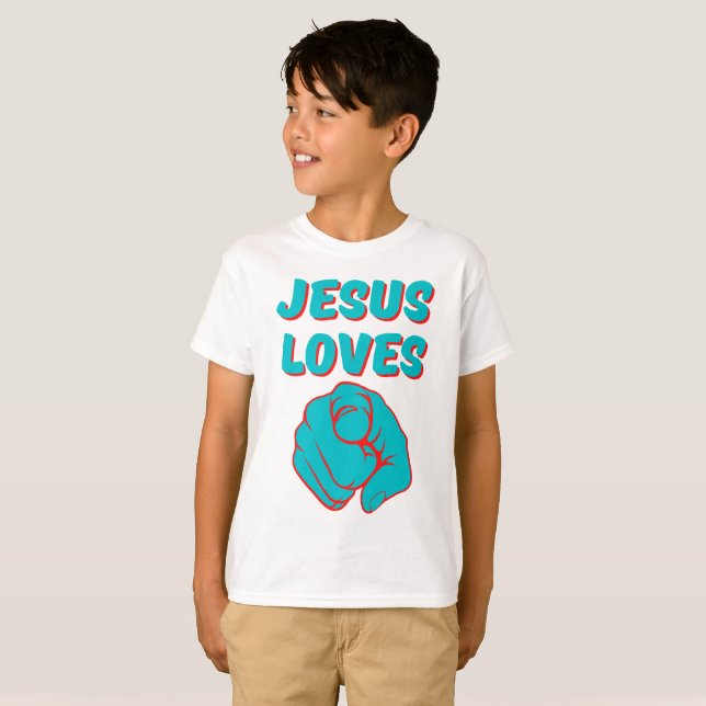 T-shirt Jésus vous aime Citation du garçon basée sur la fo (Devant entier)