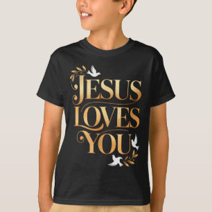 T-shirt Jesus Vous Aime Colombe Et Branche D'Olivier Éléga