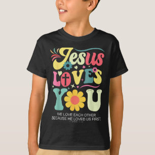 T-shirt Jésus Vous Aime Croix Chrétienne Dieu Foi Bible Re