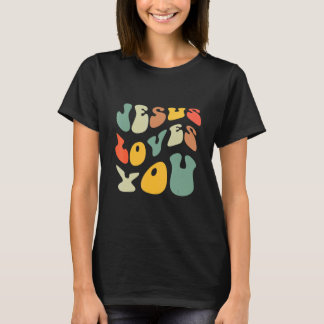 T-shirt Jésus Vous Aime Positif Catholique Preppy Retro Ch