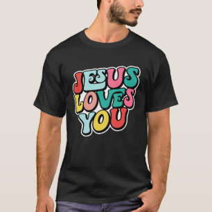 T-shirt Jésus Vous Aime Retro Style Super Vintage Hommes F