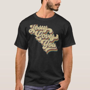 T-shirt Jésus Vous Aime Retro Style Super Vintage Hommes F
