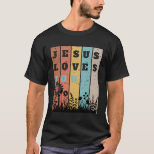 T-shirt Jesus Vous Aime Sunset Tournesol Pour Hommes Femme