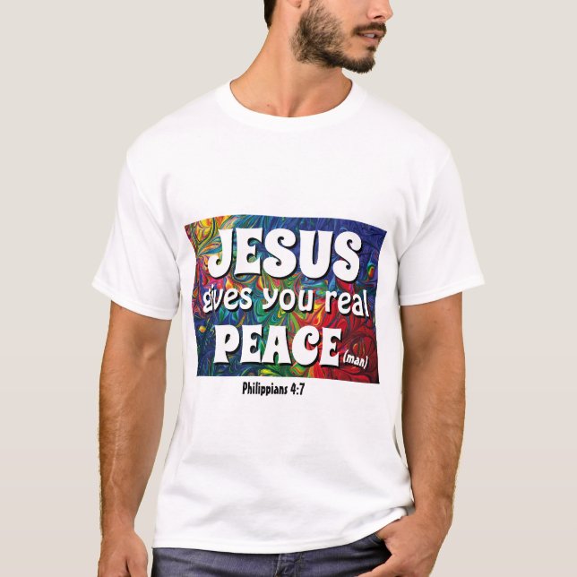 T-shirt JÉSUS VOUS DONNE UNE PAIX RÉELLE (Homme) 50ème ann (Devant)