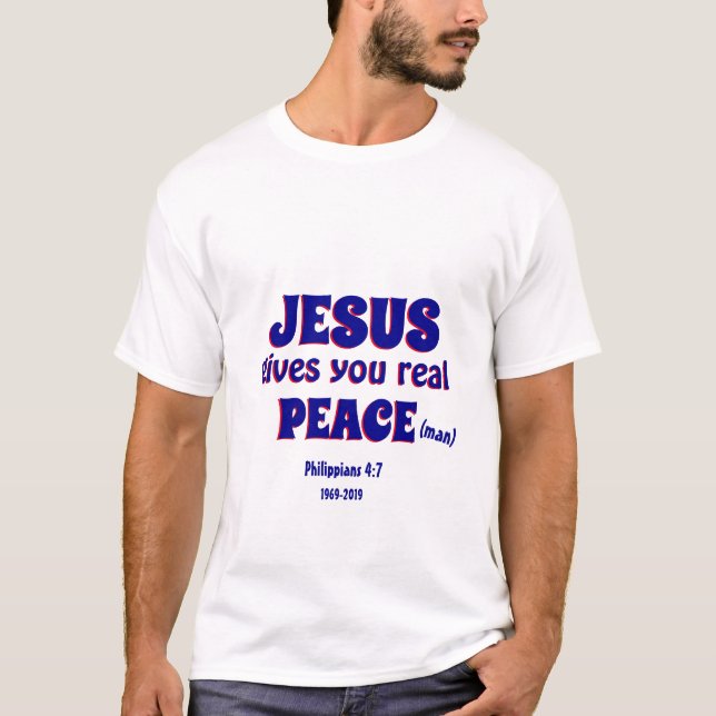 T-shirt JÉSUS VOUS DONNE UNE PAIX RÉELLE (HOMME) 50ème ann (Devant)