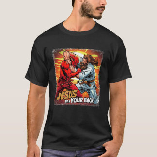 T-shirt Jésus Vous Soutient Jiu Jitsu Rétro Hommes Chrétie