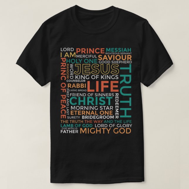 T-shirt Jesus Word Art Names of Christ Design (Design devant)