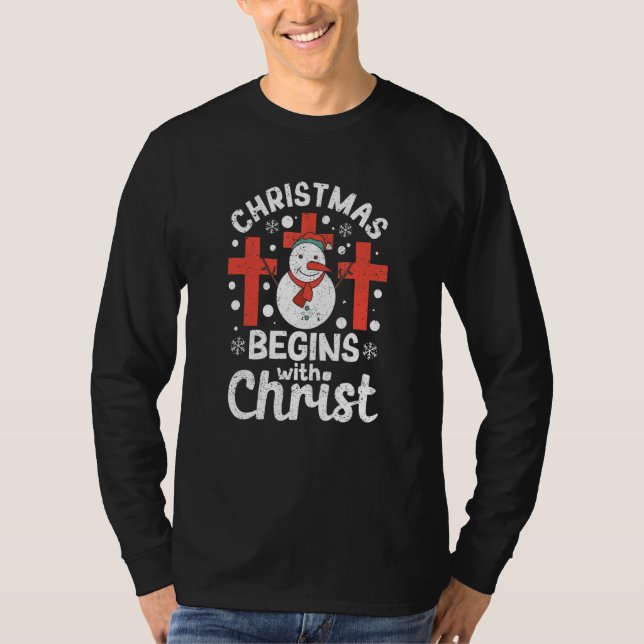 T-shirt Jesus Xmas Pajamas Christian Christmas Begins With (Devant)