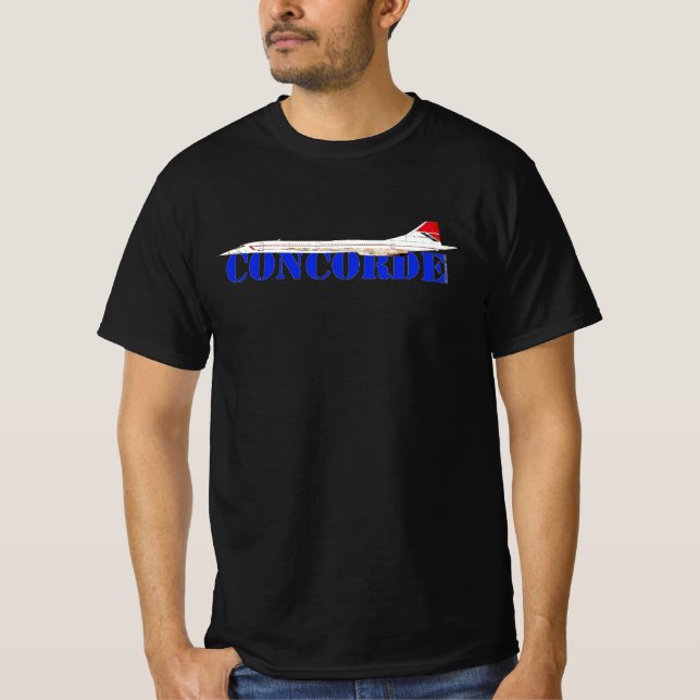 T-shirt Jet Concorde avec texte bleu gras (Devant)