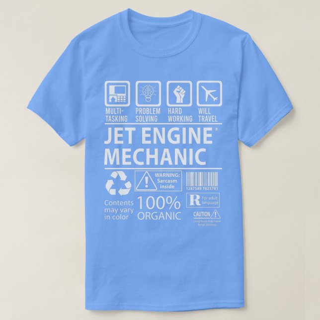T-shirt Jet Engine Multi-Tasking Certified Job Gif (Design devant)