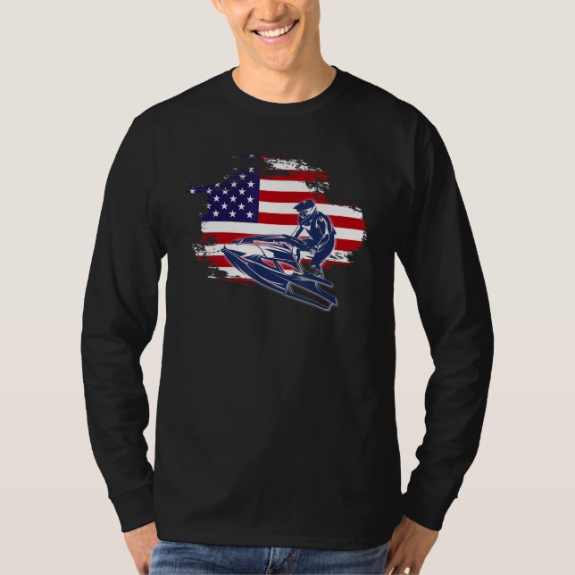 T-shirt Jet Ski American USA Flag Jetski Rider (Devant)