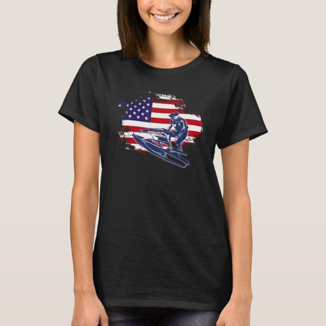 T-shirt Jet Ski American USA Flag Jetski Rider (Devant)