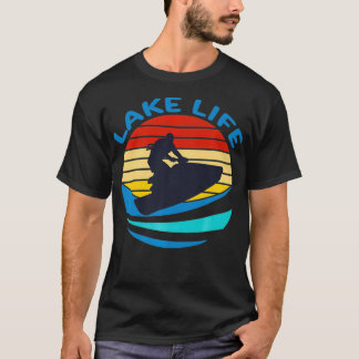 T-shirt Jet Ski Rider Lake Life Vintage Retro Sunset Summe