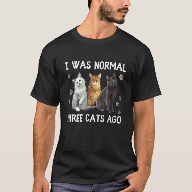 T-shirt J'étais normal il y a trois chats  Chat (Devant)