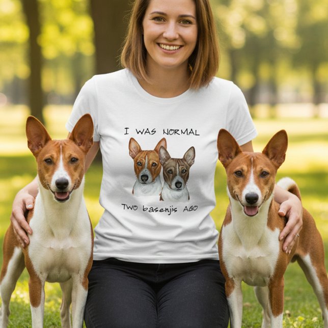 T-shirt J'étais normale il y a deux Basenjis Aquarelle (Créateur téléchargé)