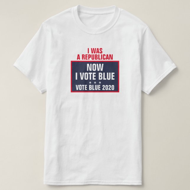 T-shirt J'étais républicain, maintenant je vote bleu 2020  (Design devant)