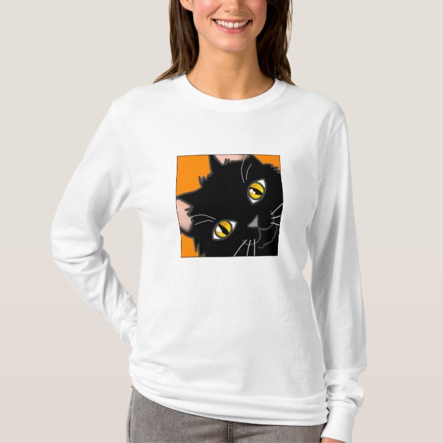 T-shirt Jeter un coup d'oeil noir portable de Kitty (Devant)