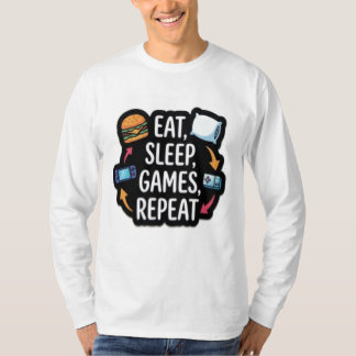 T-shirt Jetons de sommeil jeux, manger, dormir, jeux, répé