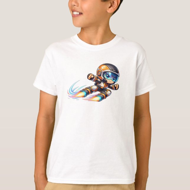 T-shirt Jetpack Racer Cartoon – Cute Futuristic Sci-Fi (Devant)