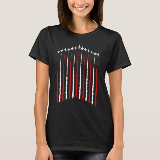 T-shirt Jets de combat patriotique 4 juillet drapeau améri (Devant)