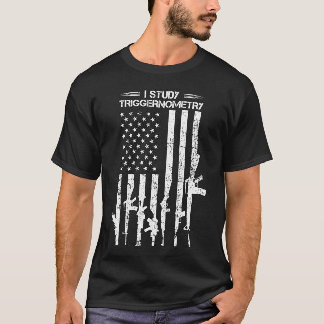 T-shirt J'Étudie Le Triggernometrie Distorsion Du Drapeau  (Devant)
