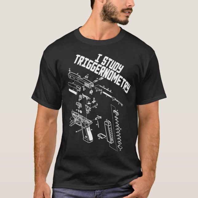 T-shirt J'Étudie Le Triggernometry Sur Le Argent Arrière D (Devant)