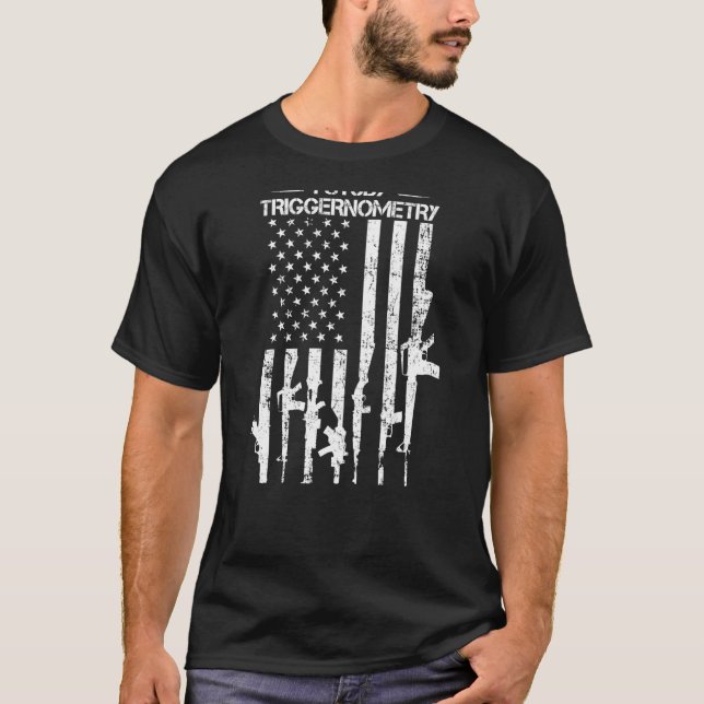 T-shirt J'étudie Triggernometry - Funny Gun Flag Pro Guns  (Devant)