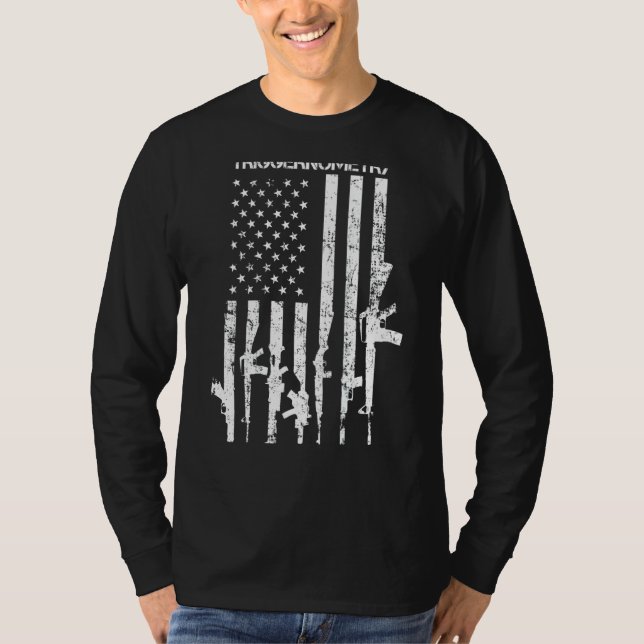 T-shirt J'étudie Triggernometry Funny Gun Pro Guns Flag O (Devant)