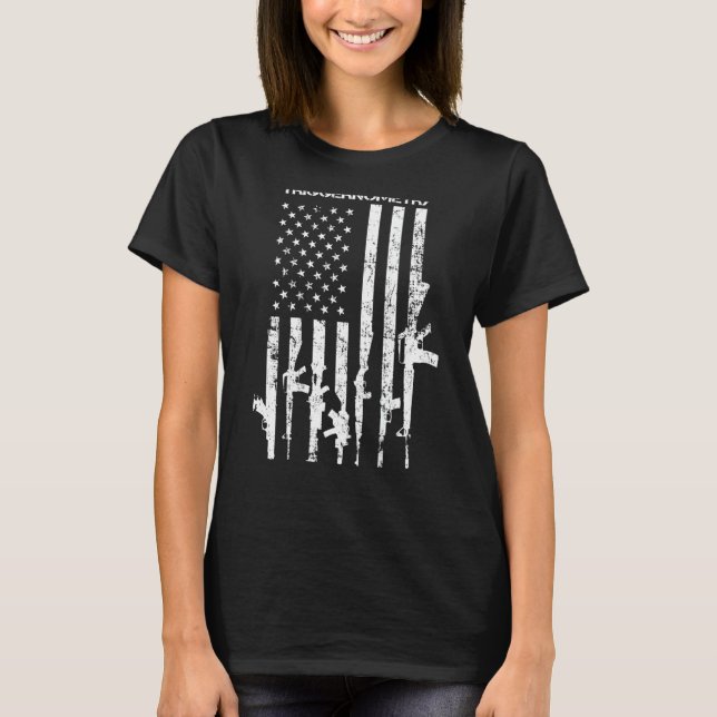 T-shirt J'étudie Triggernometry Funny Gun Pro Guns Flag O (Devant)