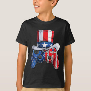 T-shirt Jeu 4 juillet contrôleur American Flag Kids Boy