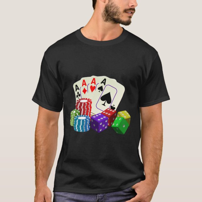 T-shirt Jeu Casino Dice, Puces de poker, jouer aux cartes  (Devant)