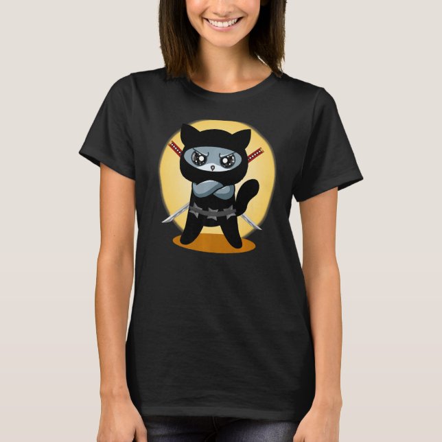 T-shirt Jeu Chat Ninja avec Ninjato Katana mauvais jeu c (Devant)