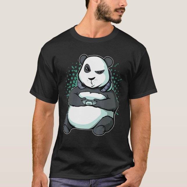 T-shirt Jeu Cute Panda Videogame Pc Vidéo Ordinateur (Devant)