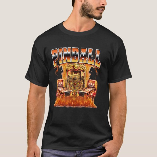 T-shirt Jeu d'arcade de flipper Flames style bootleg 90s (Devant)
