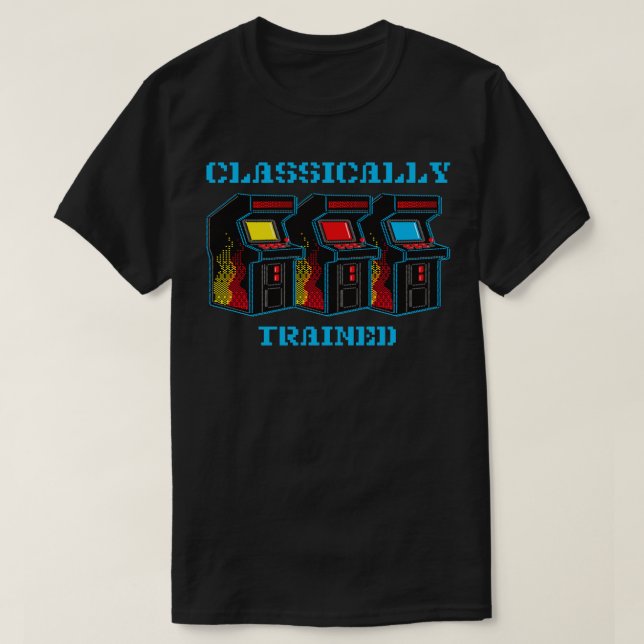 T-shirt Jeu d'arcade vidéo classique entraînée Retro 80s (Design devant)