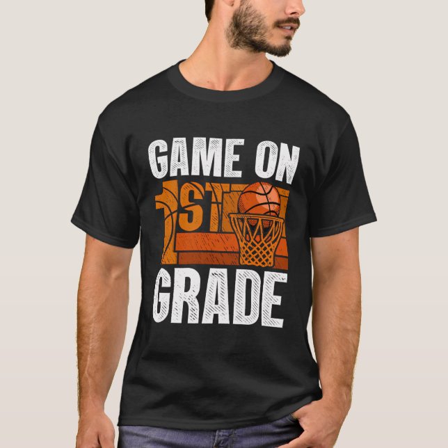 T-shirt Jeu De Basket De 1Ère Année Retour À L'École Premi (Devant)