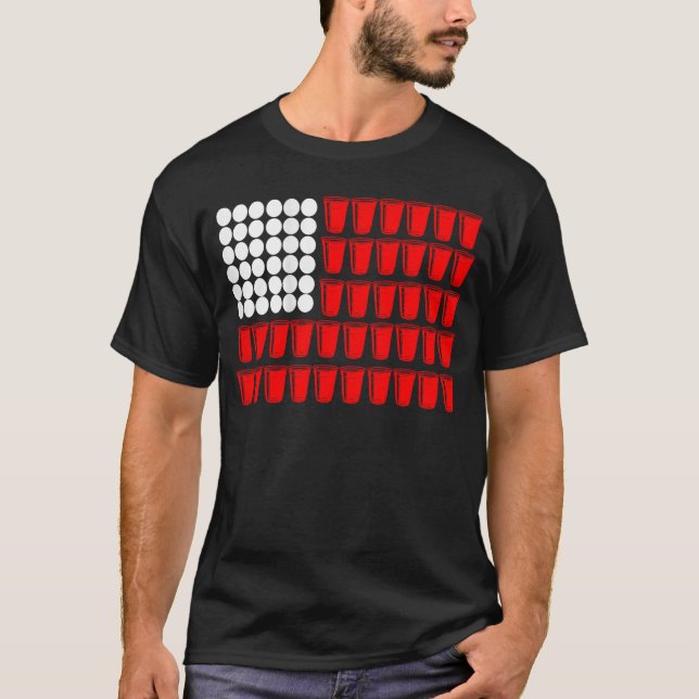 T-shirt Jeu de boisson familiale Drapeau Beer Pong (Devant)