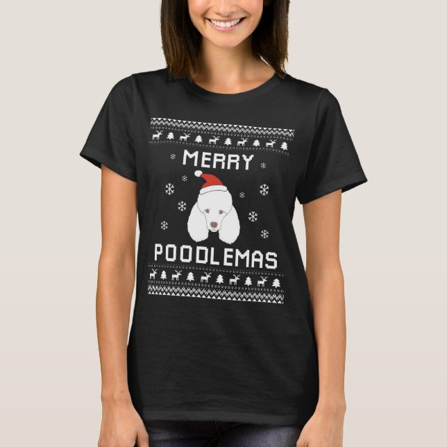 T-shirt Jeu de caniche Noël Vilain Noël Poumon Chien de ca (Devant)