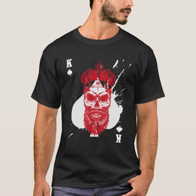 T-shirt Jeu de carte de poker crâne Roi des pique (Devant)