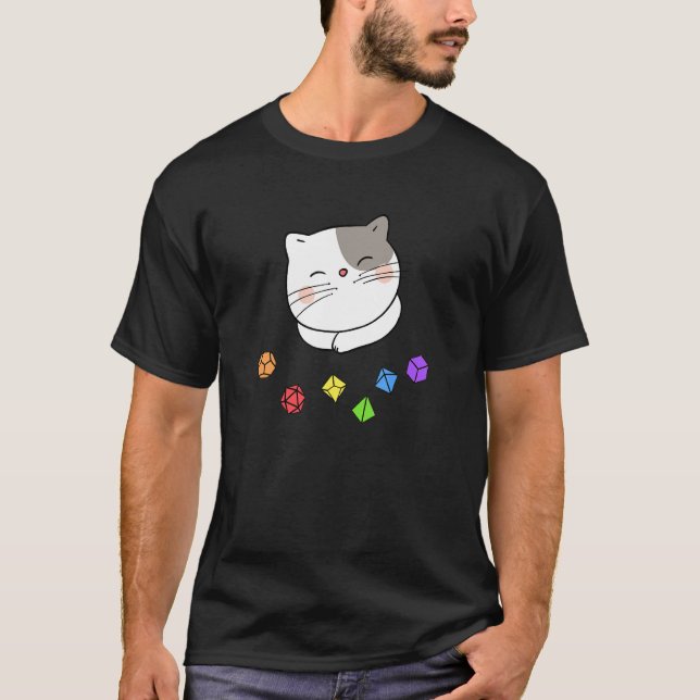 T-shirt Jeu De Dinets Polyédriques Du Chat De Dungeon Meow (Devant)