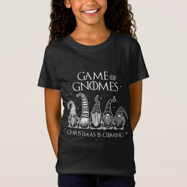 T-Shirt Jeu De Gnomes Noël Arrive Drôle Trois Gno (Devant)