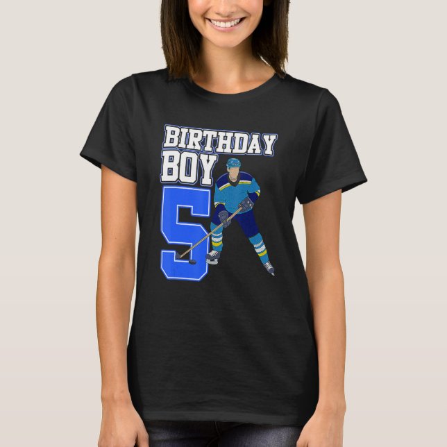 T-shirt Jeu de hockey sur glace 5e anniversaire Joueur spo (Devant)