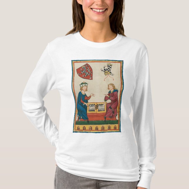 T-shirt Jeu de jacquet, Art médiéval du XIVe siècle (Devant)